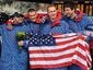 Американские бобслеисты после победы в турнире экипажей-четверок. Фото (c)AFP
